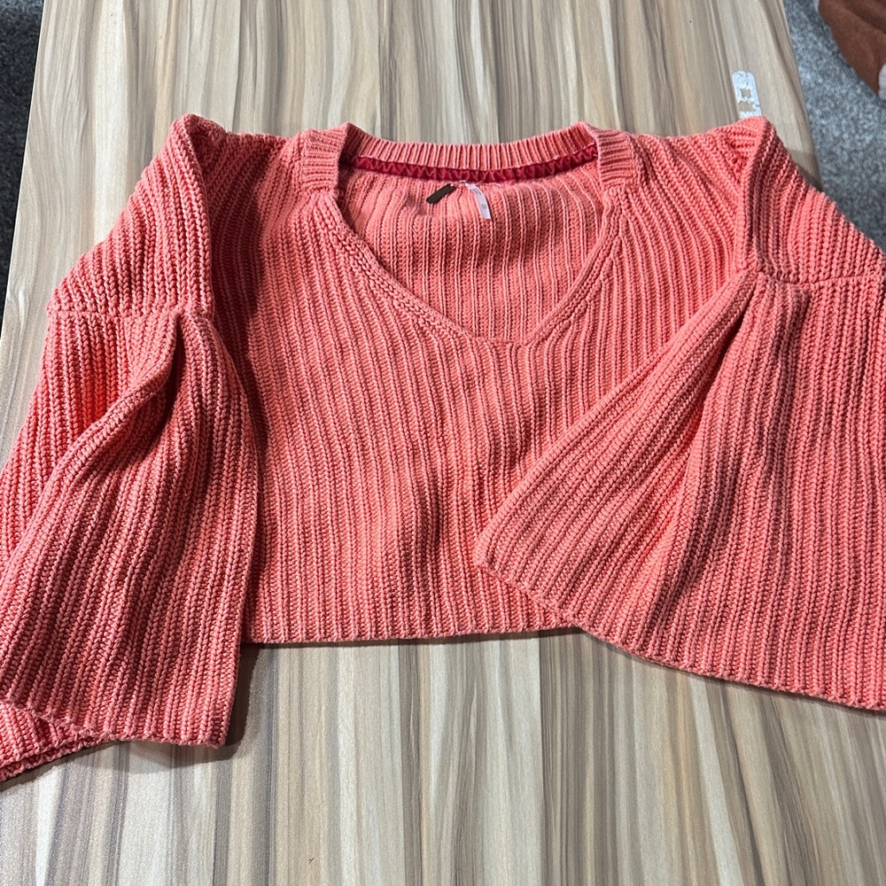 Free People Coral Knit V-Neck Top